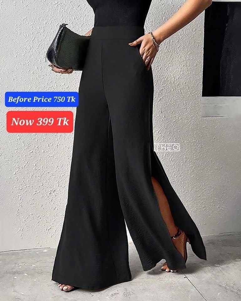 Wide leg side slit pant