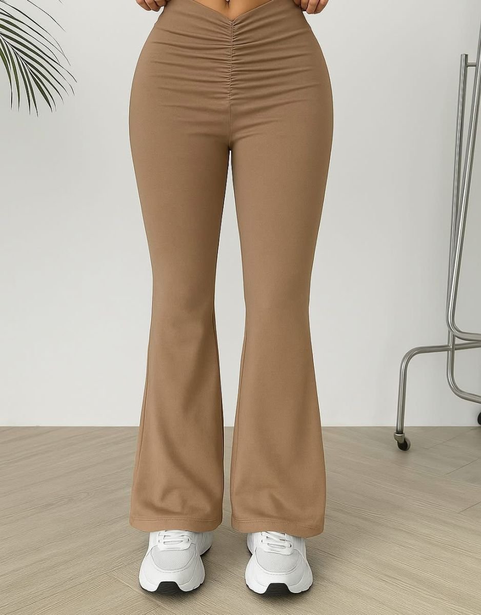 High waisted ruched flare pants