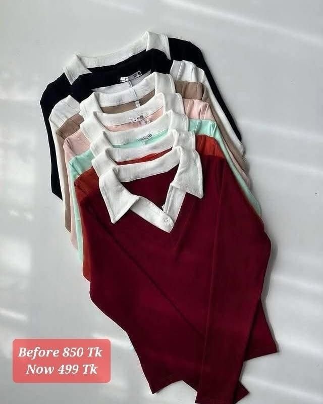 2 color fullsleeve polo top