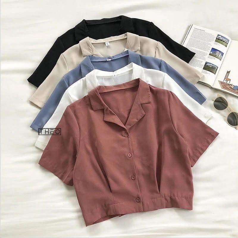 Flap coller shirt (cherry)