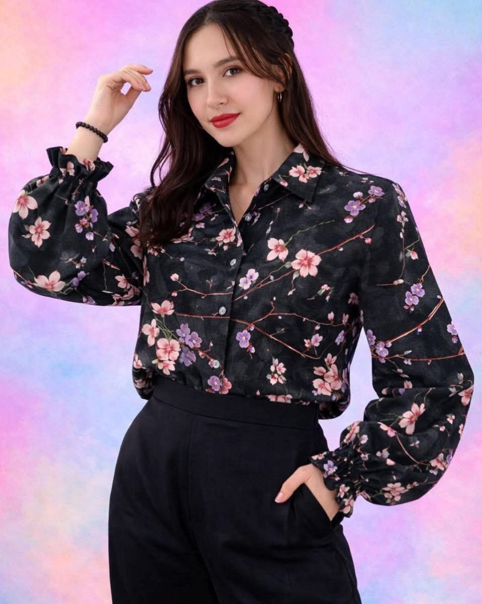 Fuzz shirt cherry flowers