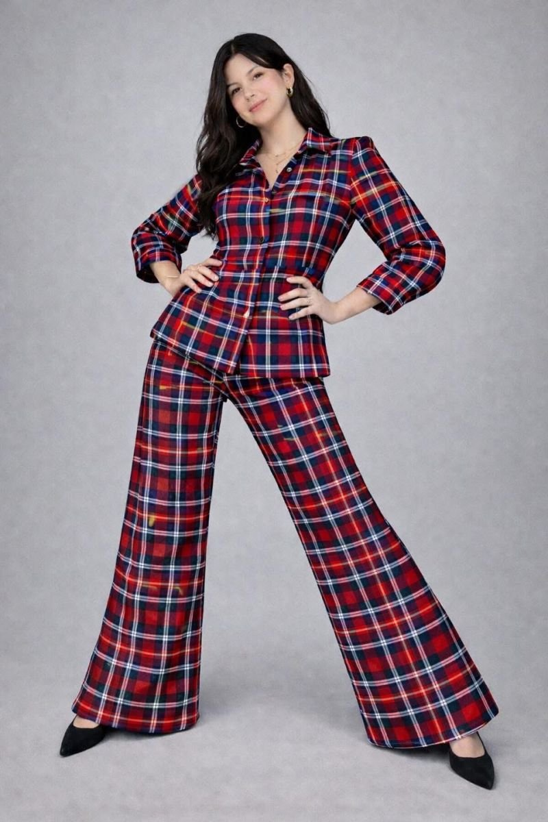 Printed cord bluecheck