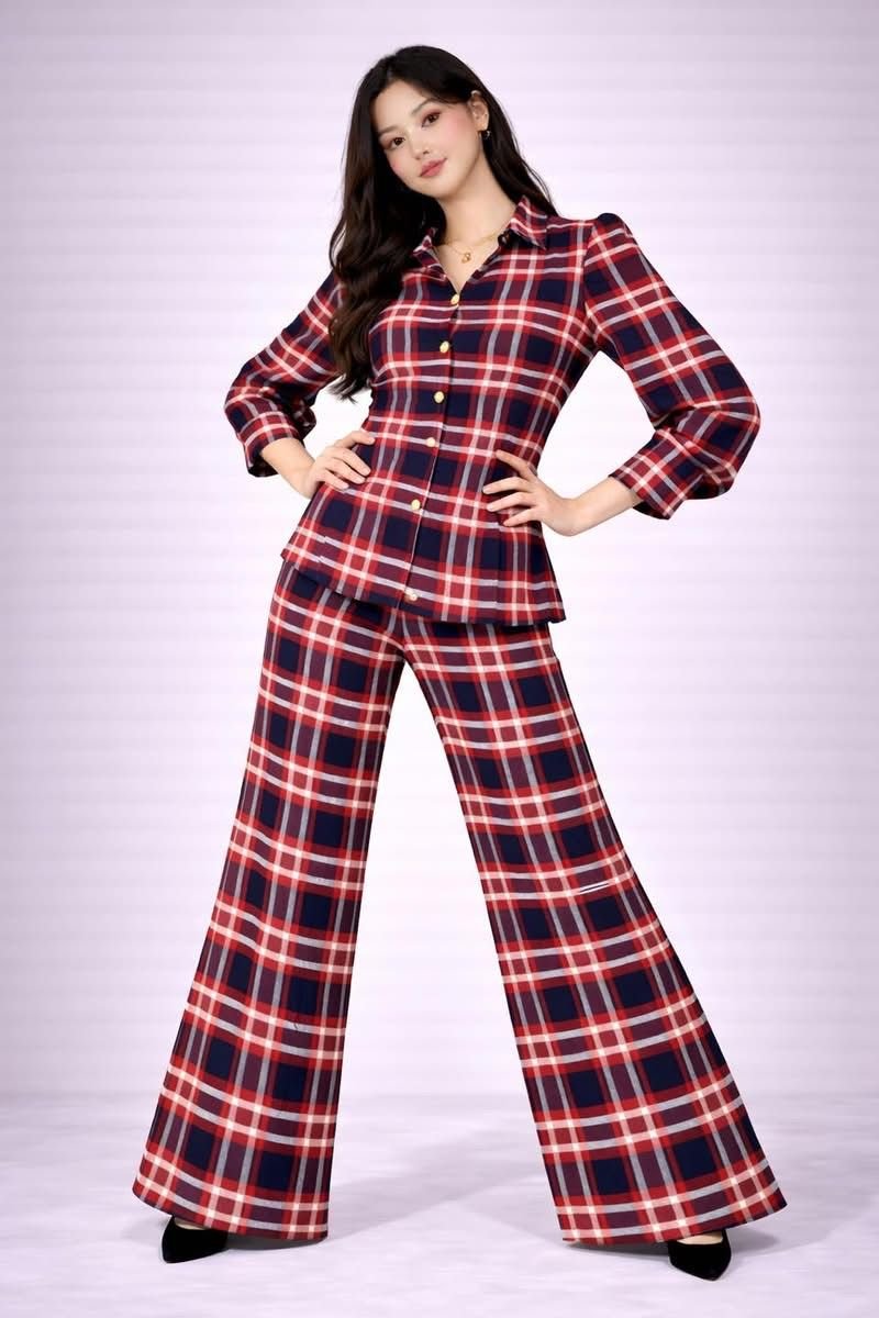 Printed cord  redinblackcheck