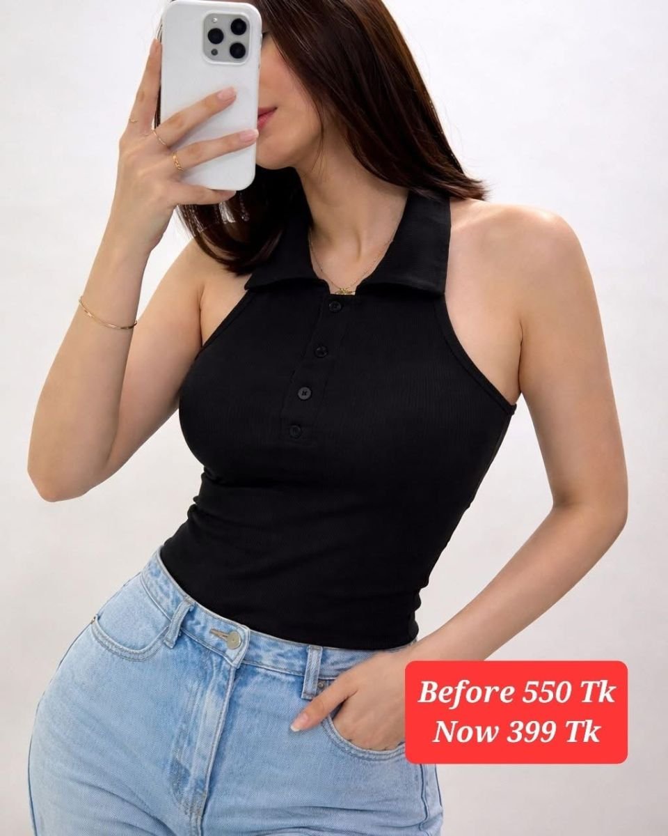 Sleeveless paded  ribbed collertop