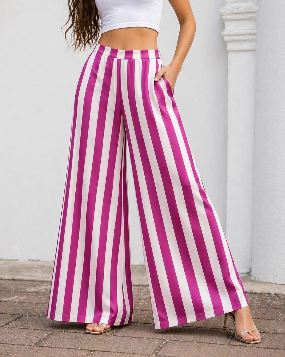 Printed wideleg pinkstripe 047