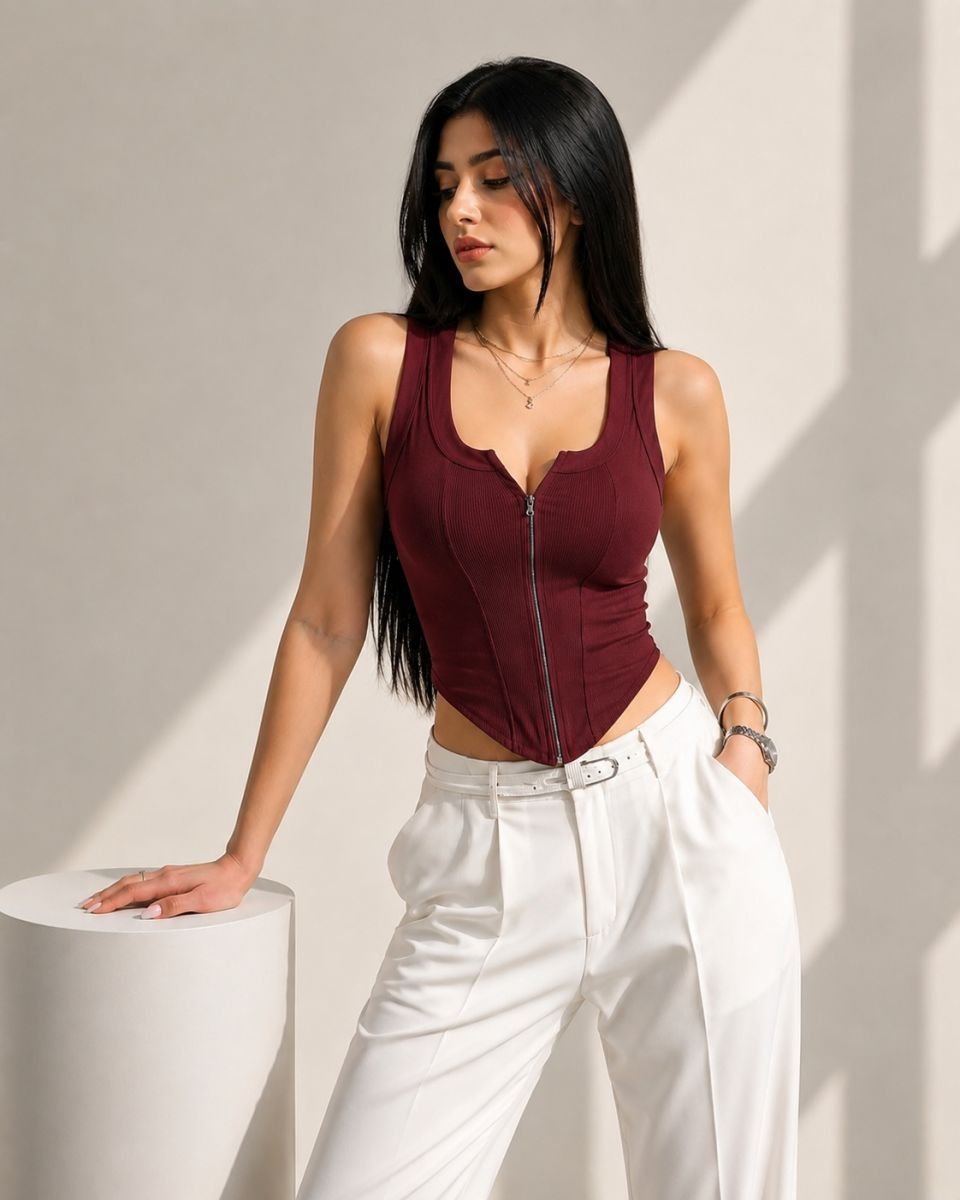 Zip ribbed top