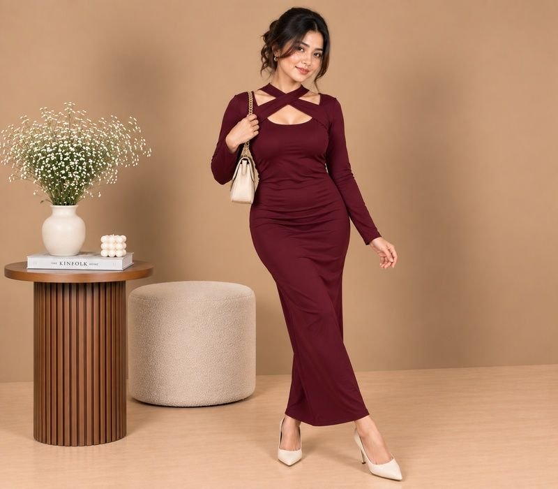 Cross sholder bodycon