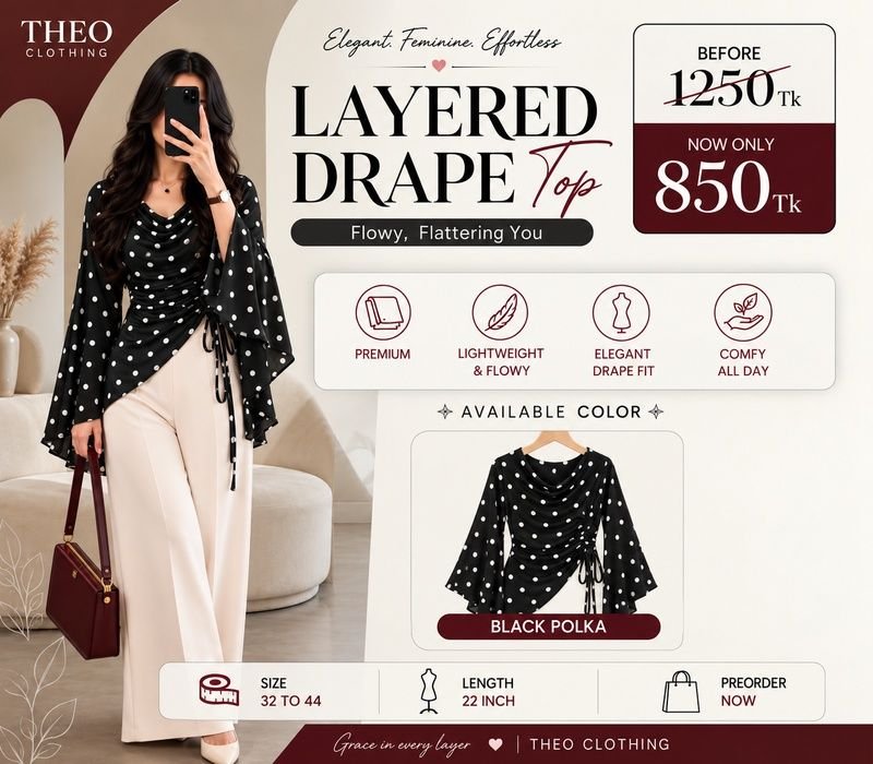Printed layer drape blackpolka