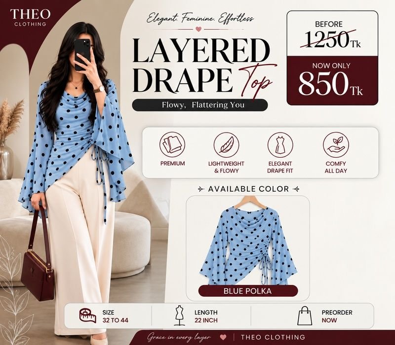 Printed layer drape bluepolka