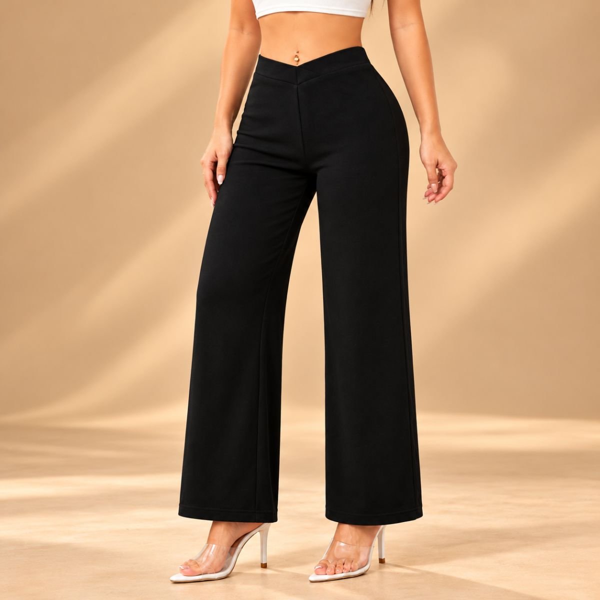 V waist chic pants