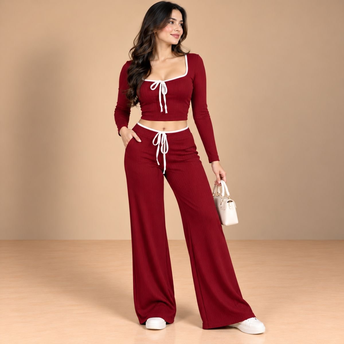 Double toned wideleg cordset