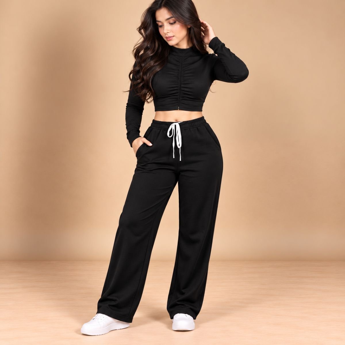 Highneck ruched tracksuit