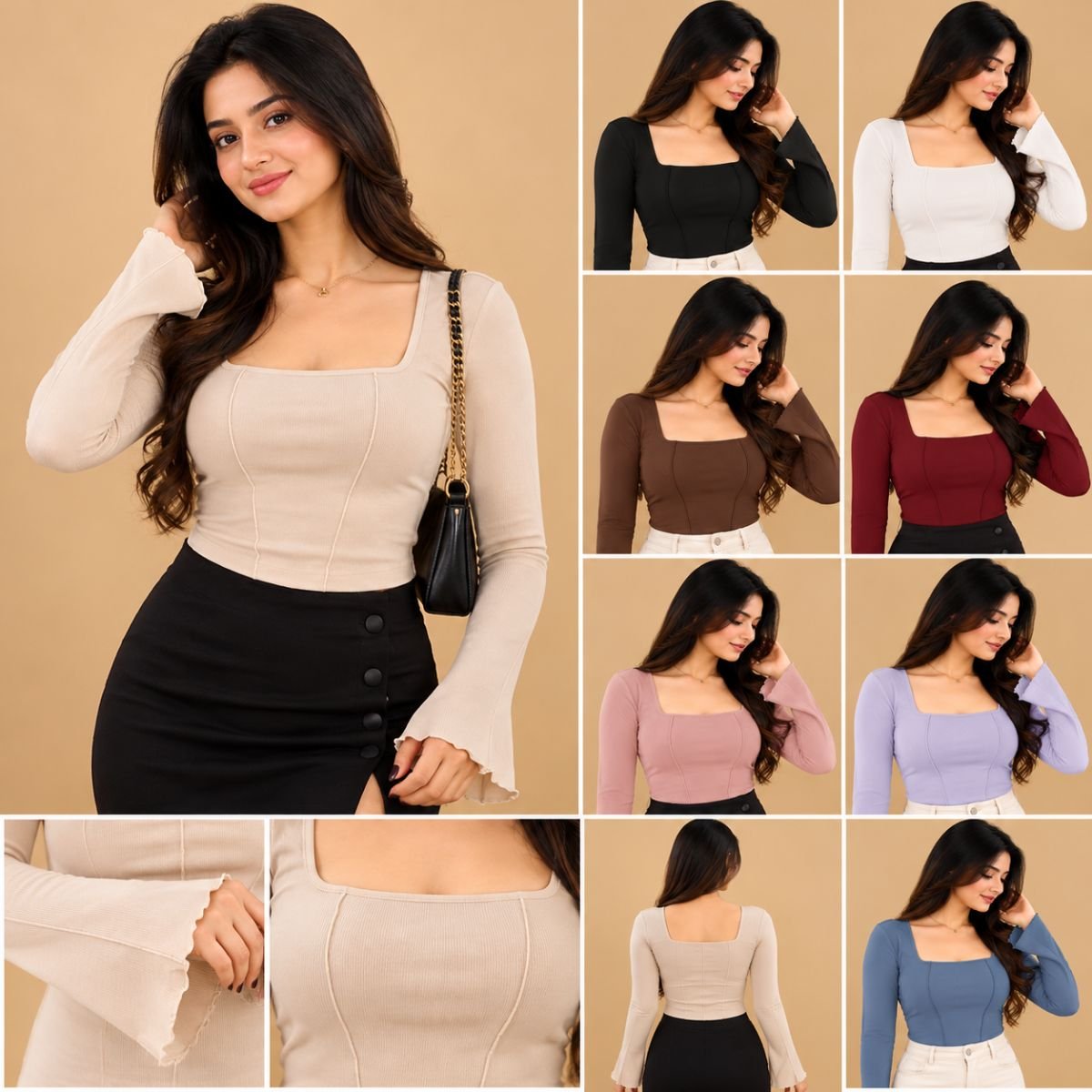 Squre neck slim fit top