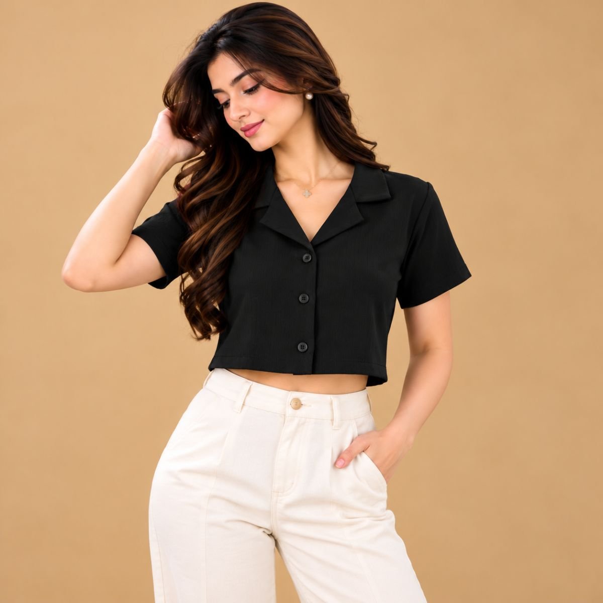 Flap coller shirt (cherry)