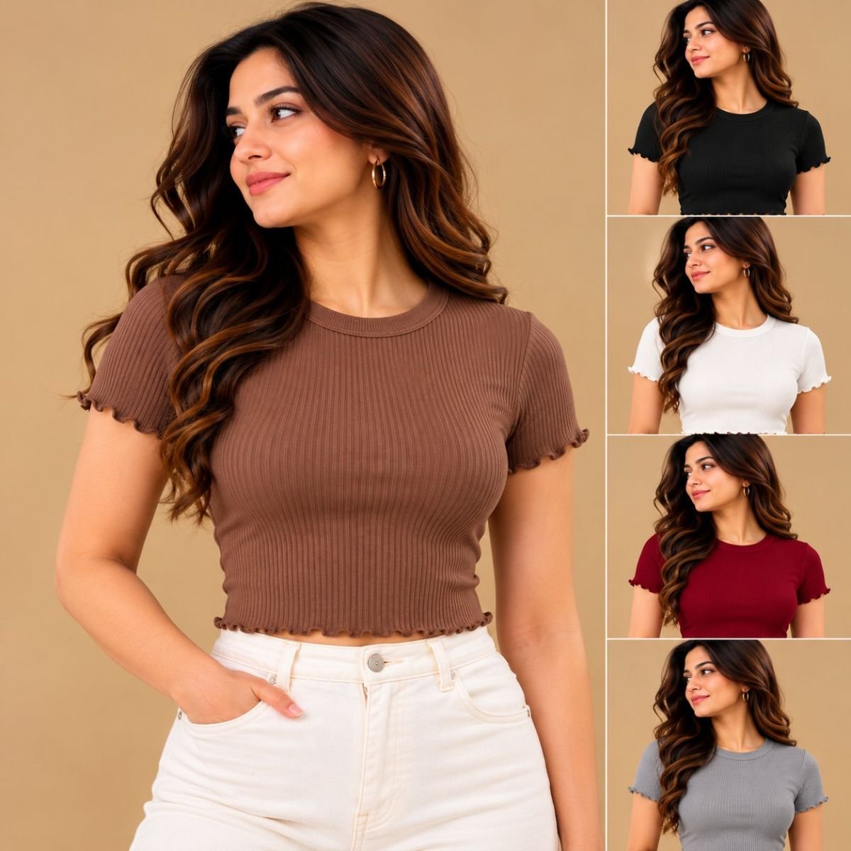 Round neck picutops