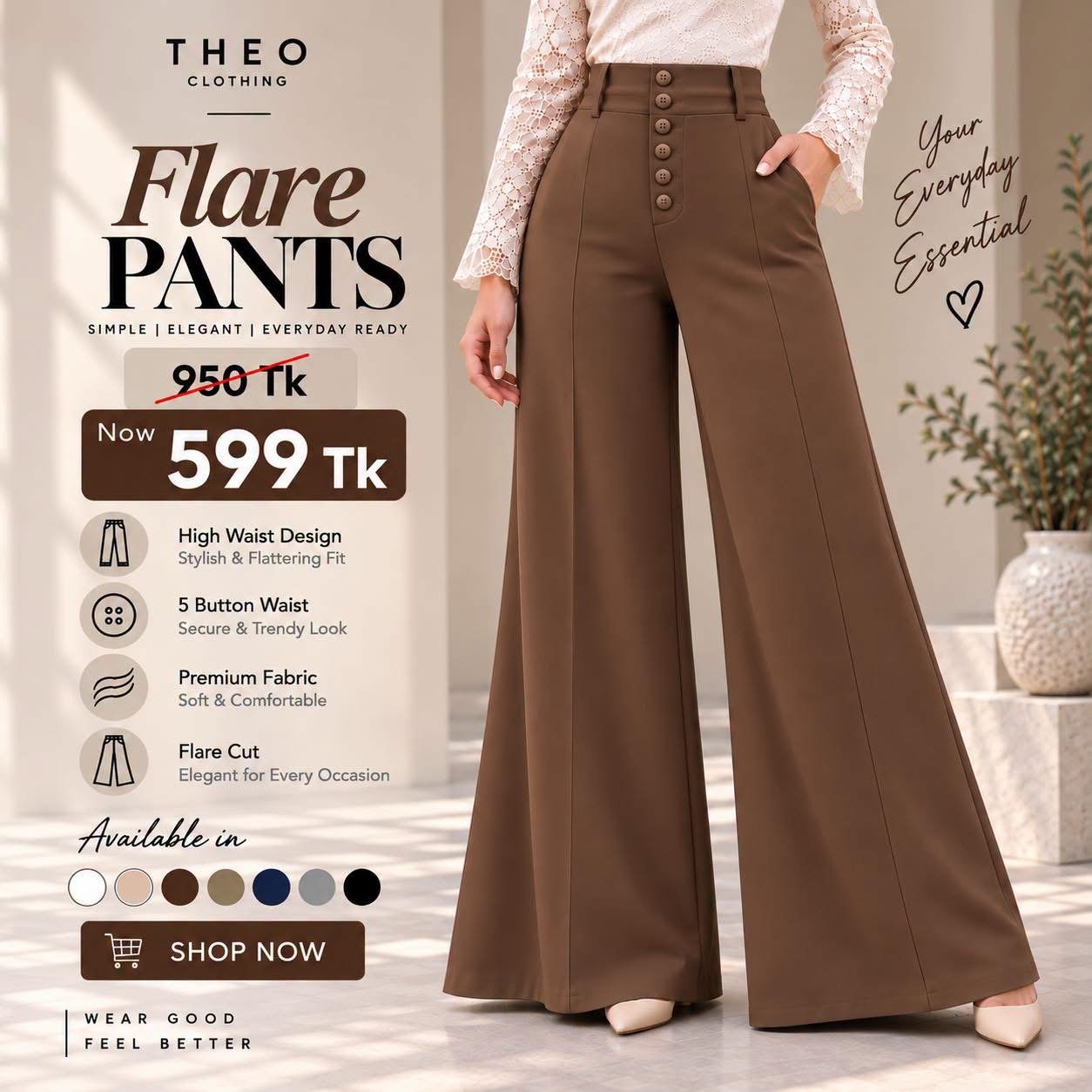 6 bottons flare  pant