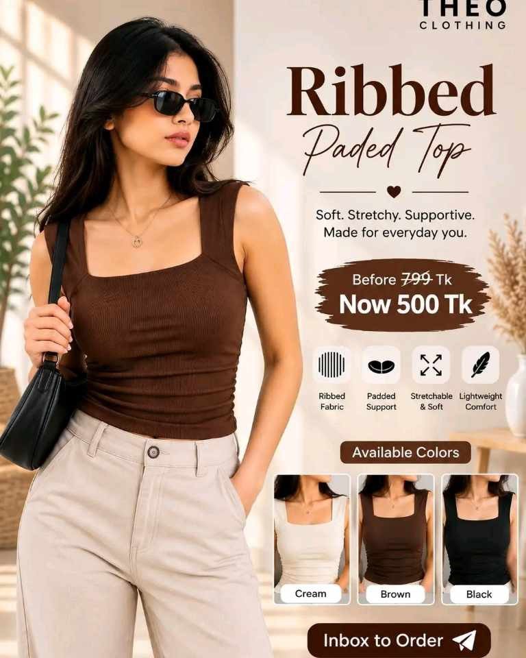 Paded  squre neck top