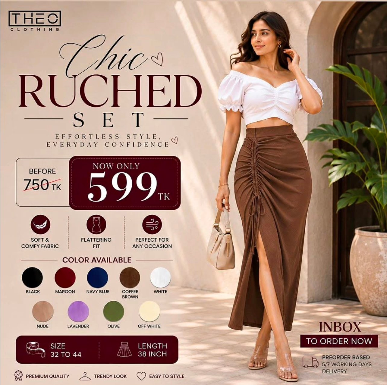 Ruched skirt set