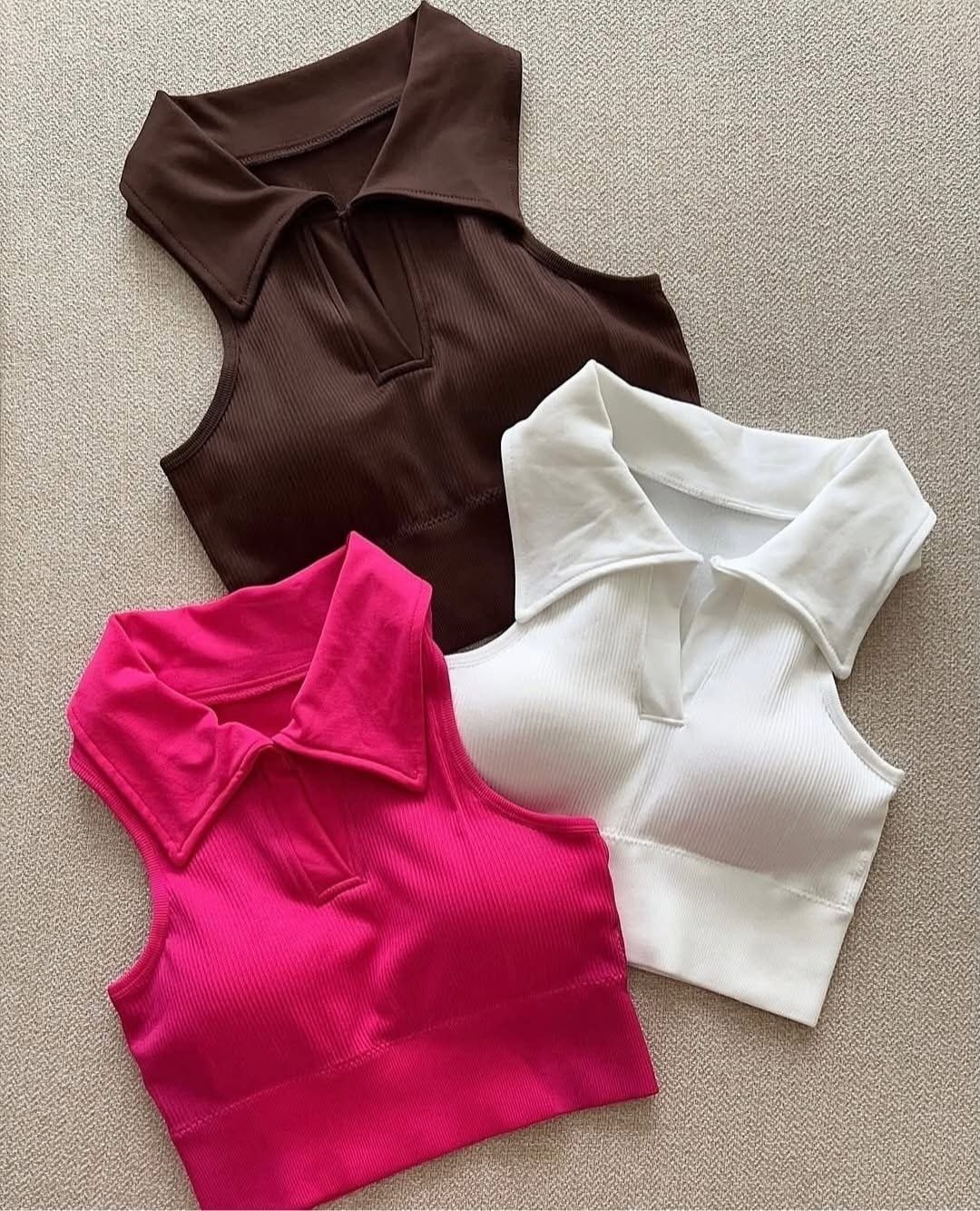 Long coller crop top