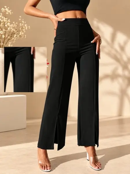 Chic front slit pant