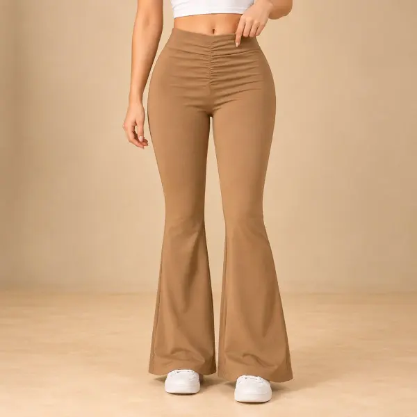 High waisted ruched flare pants