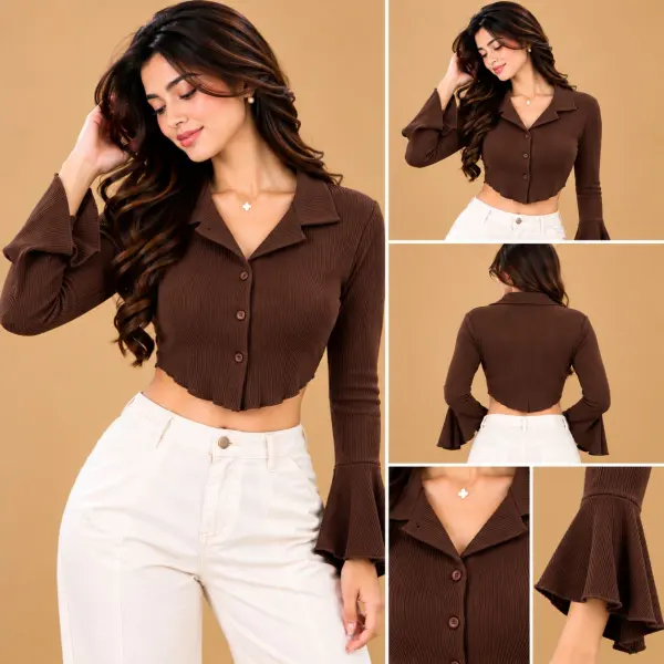 Flare sleeve crop shirt