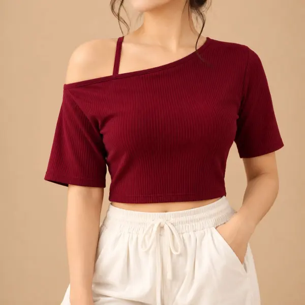 One drop sholder crop top