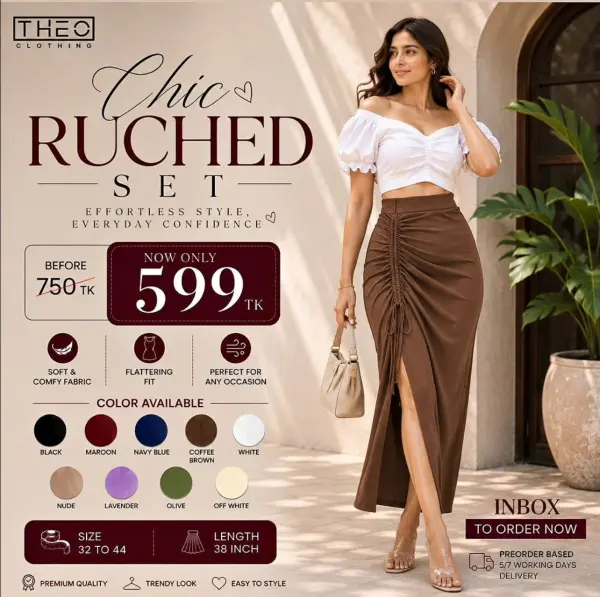 Ruched skirt set