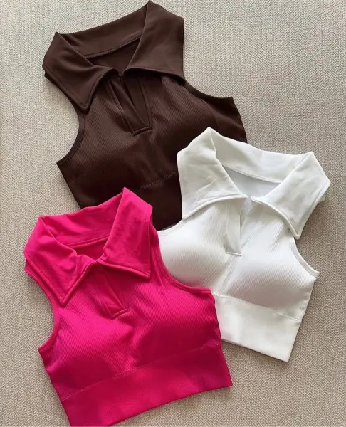 Long coller crop top